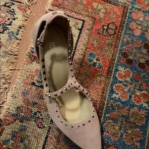 Michael Kors Blush Pink Studded Pointed T-Strap Flat